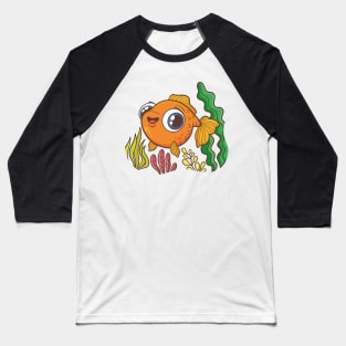 Goldfish Cartoon Illustration Baseball T-Shirt